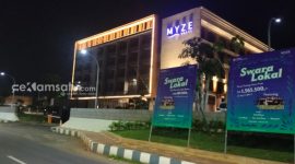MEGAH. Potret Hotel Myze yang berlokasi di Jalan Raya Trunojoyo, Gedungan, Kecamatan Batuan, Sumenep, tampak dari arah samping depan. (dok. redaksi Rekam Satu)
