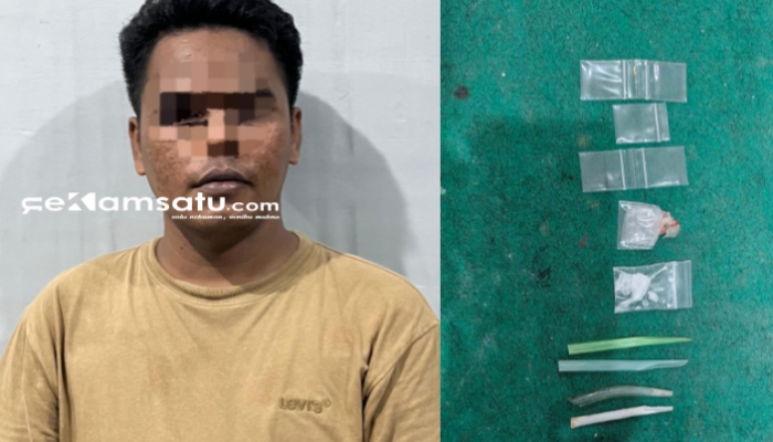 PROFIL: Seorang pelaku penyalahgunaan narkoba jenis sabu berisinial S berhasil diamankan polisi saat asyik mengonsumsi sabu (dok: Istimewa/Redaksi Rekam Satu)