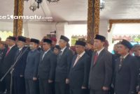 KHIDMAT: Prosesi pelantikan sembilan Pejabat Pimpinan Tinggi Pratama Pemkab Sumenep di Keraton Pendopo Agung Sumenep (dok: Istimewa/Redaksi Rekam Satu)
